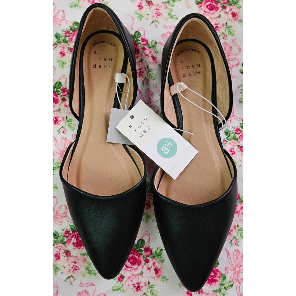 Dv. NWT A NEW DAY BLACK JULIE BALLET FLATS SIZE ♡8.5♡ - Picture 6 of 9
